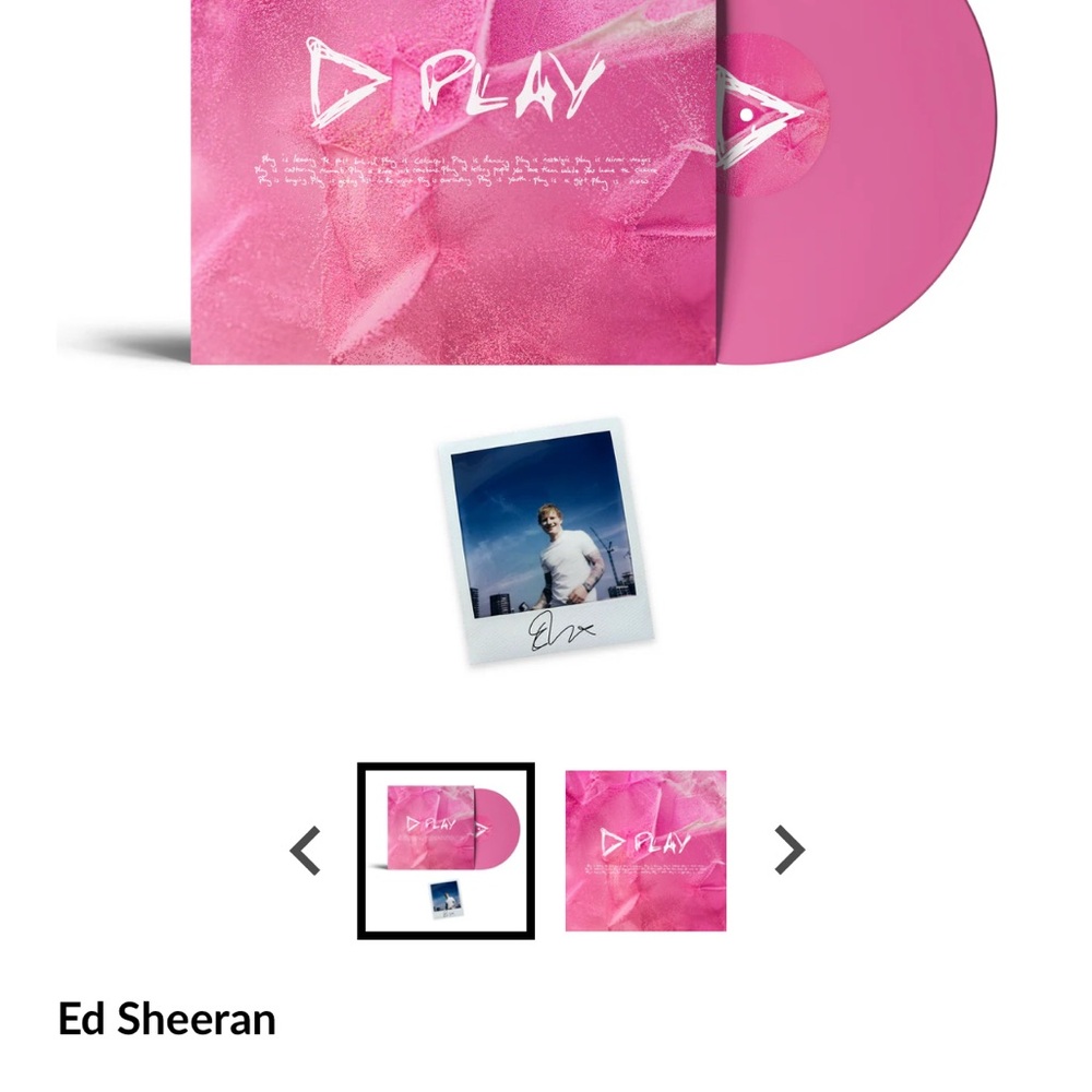 Ed Sheeran Play vinyl with signed Polaroid
